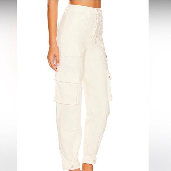 MOTHER The Curbside Cargo Flood Jeans in Egg Eggnog Cream NEW 26 - Picture 3 of 15
